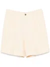 Valentino Butter-coloured Bermuda Shorts With Turn-ups In White