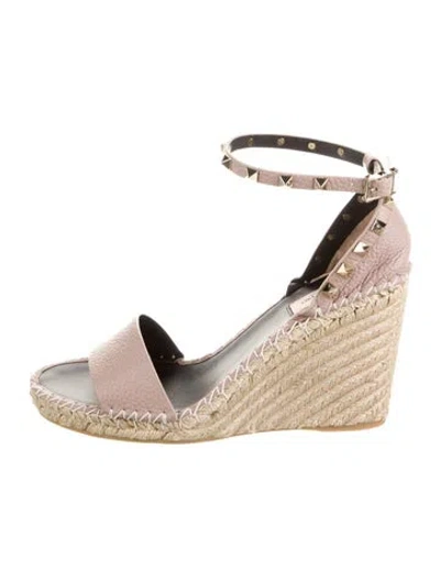 Pre-owned Valentino Garavani Jute Colorblock Pattern Espadrilles In Neutral