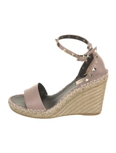 Pre-owned Valentino Garavani Jute Colorblock Pattern Espadrilles In Neutral