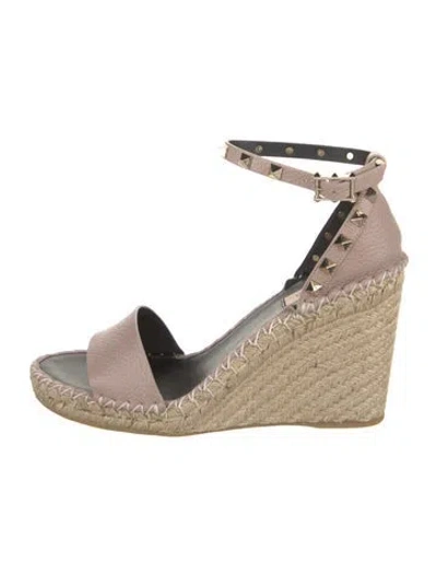 Pre-owned Valentino Garavani Jute Colorblock Pattern Espadrilles In Neutral