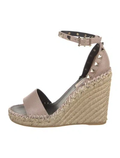 Pre-owned Valentino Garavani Jute Colorblock Pattern Espadrilles In Neutral