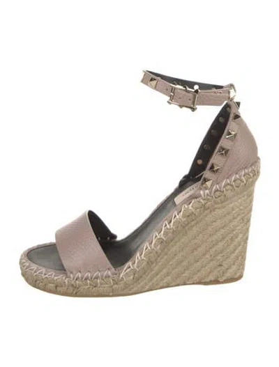 Pre-owned Valentino Garavani Jute Colorblock Pattern Espadrilles In Neutral