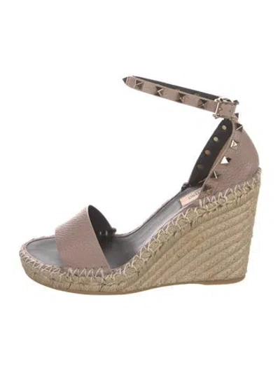 Pre-owned Valentino Garavani Jute Espadrilles In Neutral