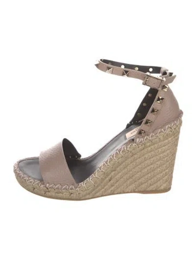 Pre-owned Valentino Garavani Jute Espadrilles In Neutral