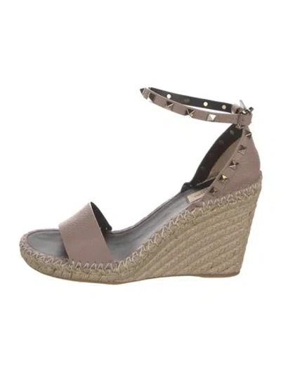 Pre-owned Valentino Garavani Jute Espadrilles In Neutral