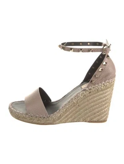 Pre-owned Valentino Garavani Jute Espadrilles In Neutral