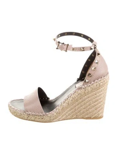 Pre-owned Valentino Garavani Jute Espadrilles In Pink