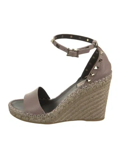 Pre-owned Valentino Garavani Jute Printed Espadrilles In Neutral