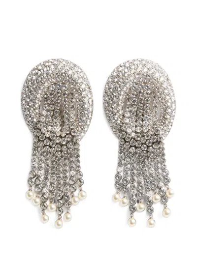 Valentino Garavani Kabarett Crystal-embellished Tassel Earrings In Metallic