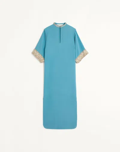 Valentino Kaftan Dress In Embroidered Cady Couture Woman Sky Blue 42