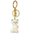 Valentino Le Chat De La Maison Gold-tone And Plastic Key Fob In Gold