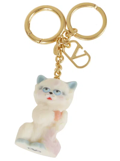 Valentino Garavani Le Chat De La Maison Gold-tone And Plastic Key Fob