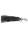 Valentino Garavani Fringed Leather Key Ring With Carabiner And Signature V Logo In Black
