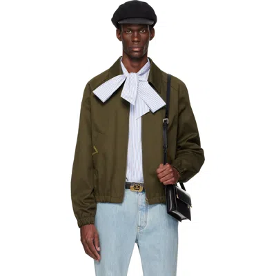 Valentino Khaki Cotton Gabardine Bomber Jacket In Green