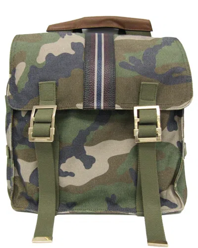 Pre-owned Valentino Garavani Valentino Khaki Leather Canvas Backpack (authentic Pre-loved)