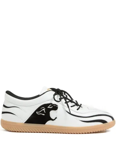 Valentino Garavani Leather Sneakers Contrast Detailing Rubber Sole In White