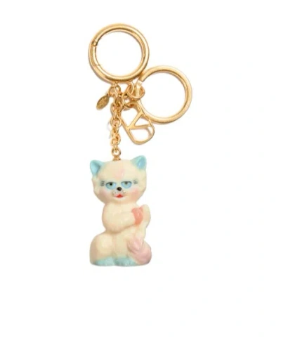 Valentino Garavani Le Chat De La Maison Bag Charm With Key Ring In Nude