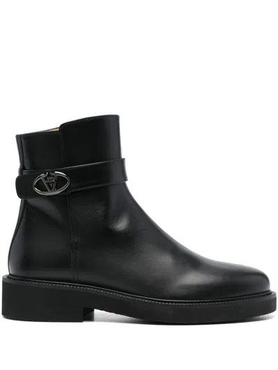 Valentino Garavani Buckled Ankle Boots In 0no Nero