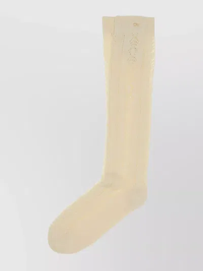 VALENTINO KNEE-HIGH LACE PATTERN COTTON SOCKS