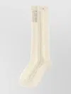 Valentino Knee-high Lace Pattern Socks With Ribbed Cuff