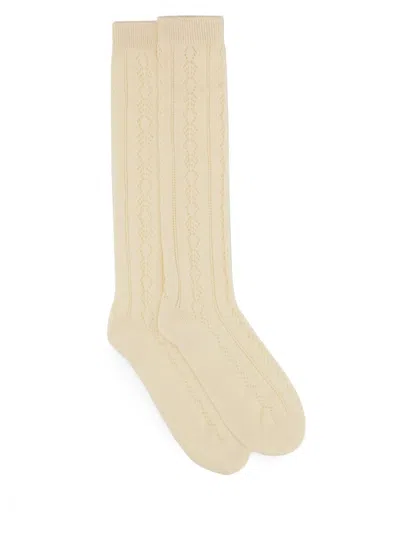 VALENTINO VALENTINO KNEE-HIGH PERFORATED COTTON SOCKS