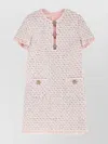 Valentino Womens Multicolor. Embellished Short-sleeves Woven Mini Dress In Pink