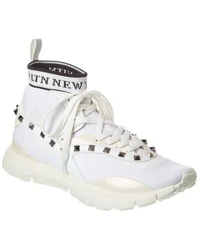 Valentino Garavani Valentino Knit & Leather Sneaker In White