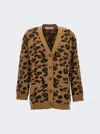 Valentino V-neck Animalier Cardigan Front Pockets In Multi