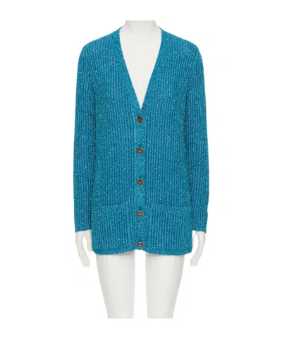 Valentino Knit Cardigan In Sky-blue