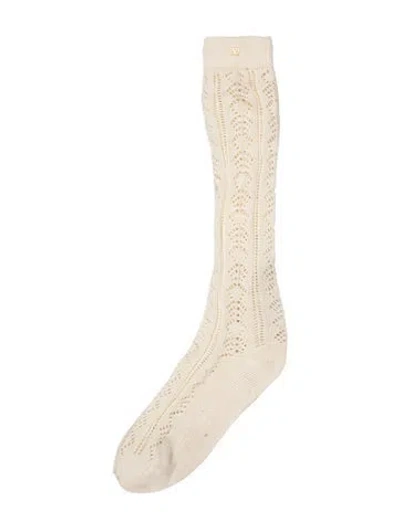 Pre-owned Valentino Knit Knee High Socks In Neutral