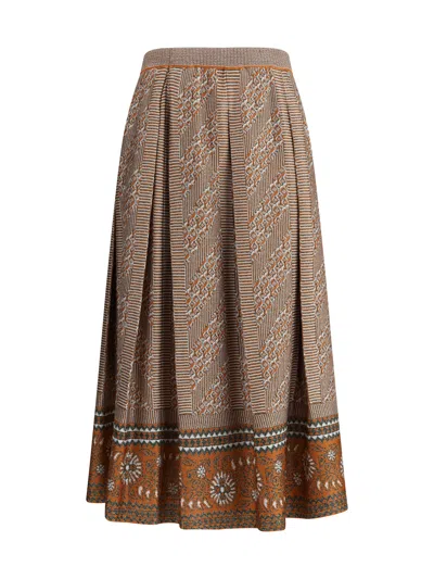 Valentino Knit Lurex Midi Skirt In Multicolour