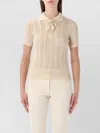Valentino Embroidered Cotton Knit Polo Woman Ivory Xs In Neutral