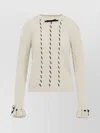 Valentino Wool Sweater With Bow Detail And Cable Knit Pattern In Neutral