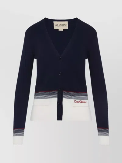 VALENTINO KNIT V-NECK WOOL CARDIGAN