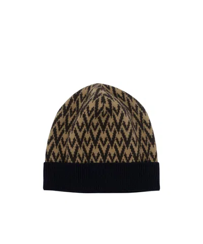 Valentino Garavani Knitted Beanie In Brown