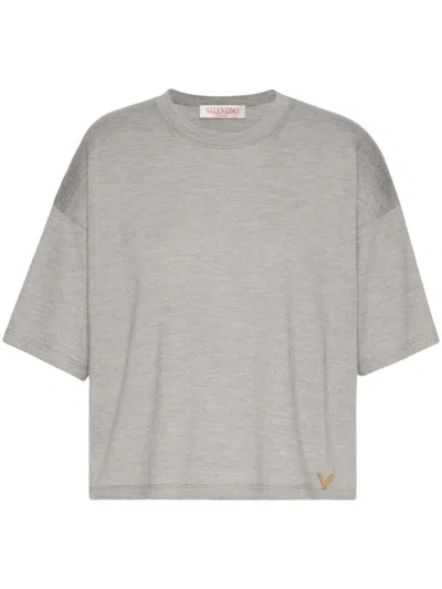 Valentino T-shirt Aus Kaschmir-seide-gemisch In Grey