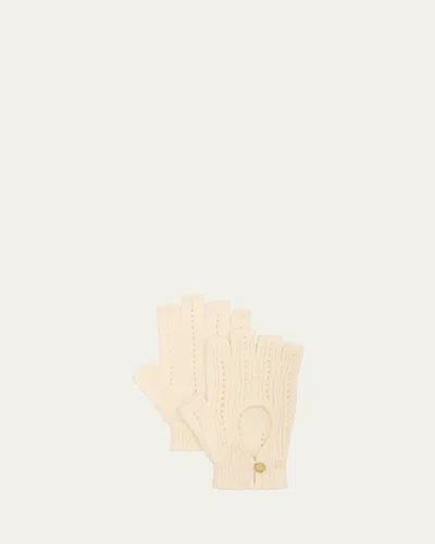 Valentino Garavani Knitted Cotton Fingerless Gloves In Betulla