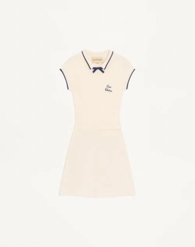 Valentino Knitted Dress Woman Birch/provence Blue/birch Xl In Neutral