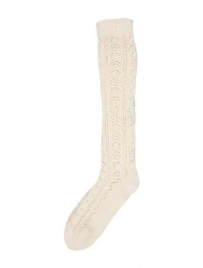 Pre-owned Valentino Knitted Knee High Socks W/tags In Neutrals