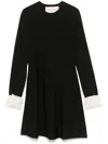 Valentino Crewneck Knit Dress Asymmetric Hem In Black