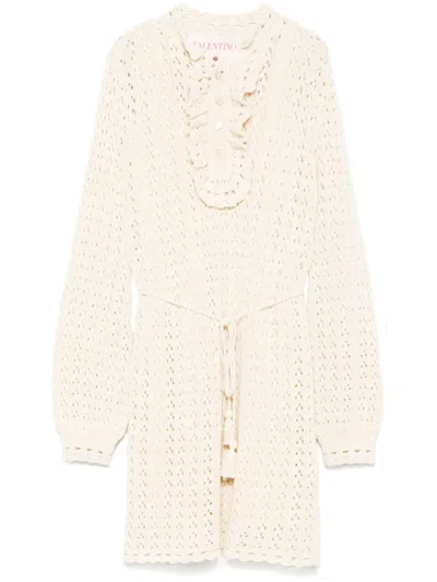 Valentino Knitted Mini Dress In Neutrals