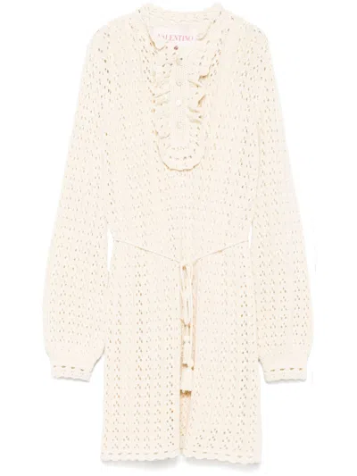 Valentino Knitted Mini Dress In Neutrals