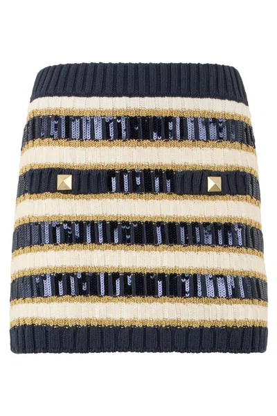 Valentino Knitted Mini Skirt In Multi