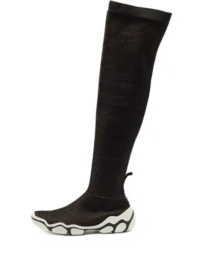 Pre-owned Valentino Garavani Knitted Patterned Over-the-knee Boots