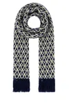 Valentino Wool Chevron Knit Scarf With Fringed Ends