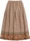 Valentino Knit Lurex Midi Skirt In Braun