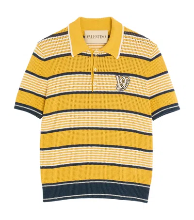 VALENTINO KNITTED STRIPE MONOGRAM POLO SHIRT