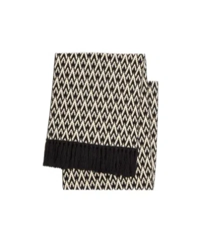 Valentino Knitted Wool Scarf In Black/cream
