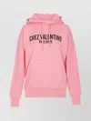 Valentino Logo Printed Drawstring Hoodie In Pink
