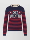 Valentino Knitwear Sweater Asymmetric Neck Design In Blue